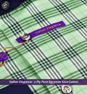Regina- Mint Green & White Check- Navy Collar