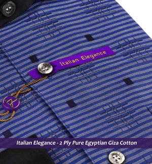 Sanibel- Royal Blue Horizontal Stripe- Black Collar
