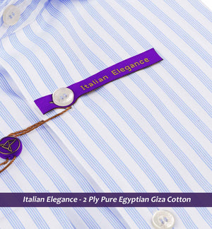 Beaumont- Azure Blue & White Stripe