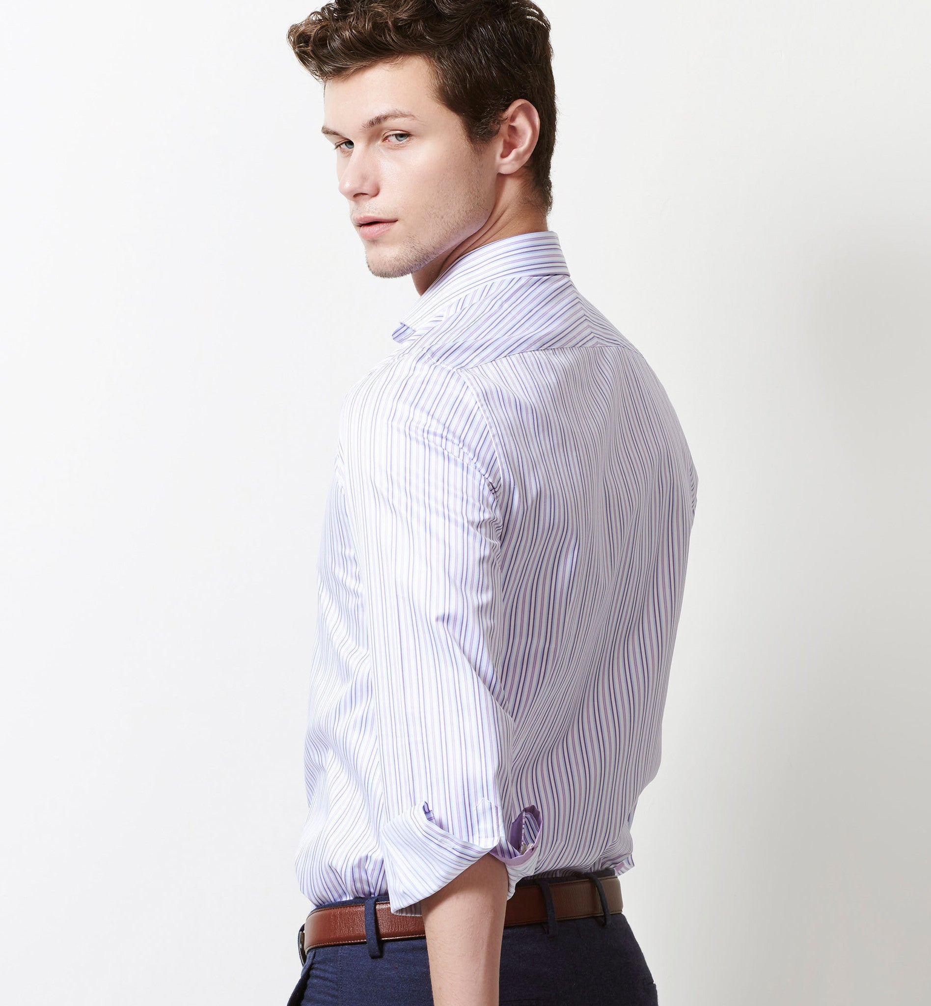 Verona- Lilac & Azure Blue Stripe