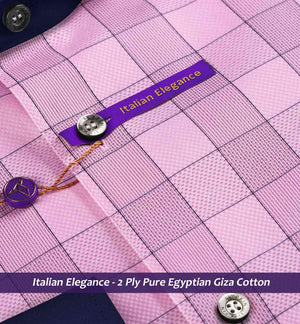 Montana- Flamingo Pink & Grey Check- Navy Collar