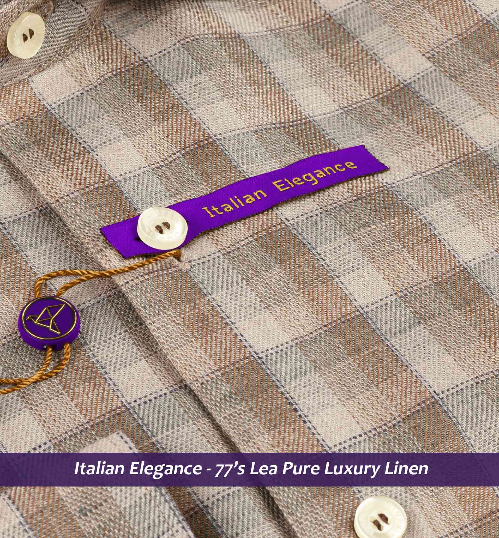 Faliraki- Beige & Brown Check Linen