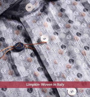 Serbia- Grey & Beige Leaf Print