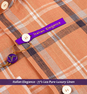 Faliraki- Cantaloupe Orange Check Linen