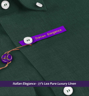 Finsbury- Emerald Green Solid Linen- Button Down
