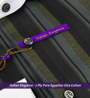 Pittsburgh- Grey & Beige Stripe- White Collar