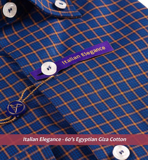 Brisbane- Navy & Orange Check- Button Down