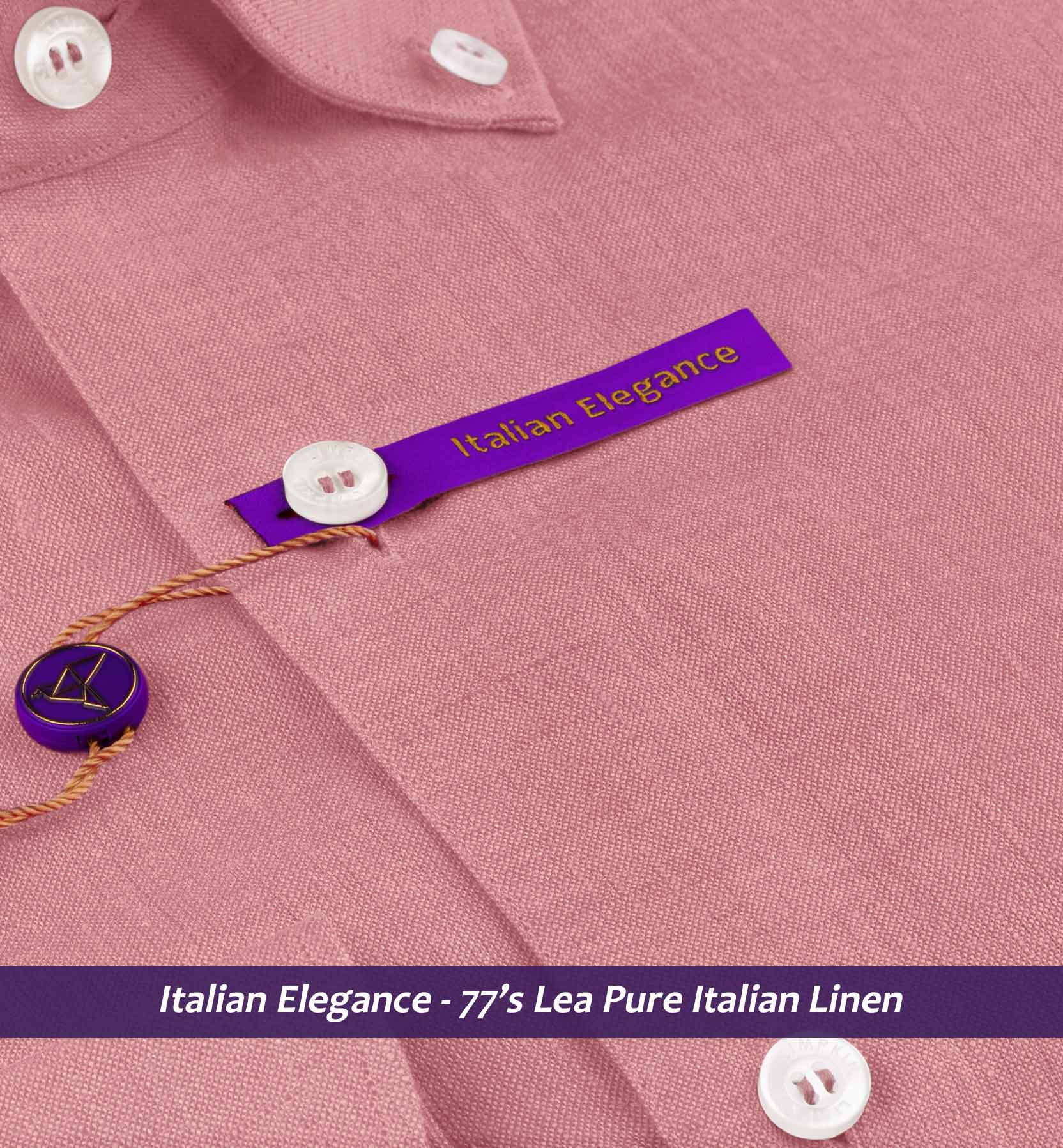 Luxor- Apricot Pink Solid Linen- Button Down