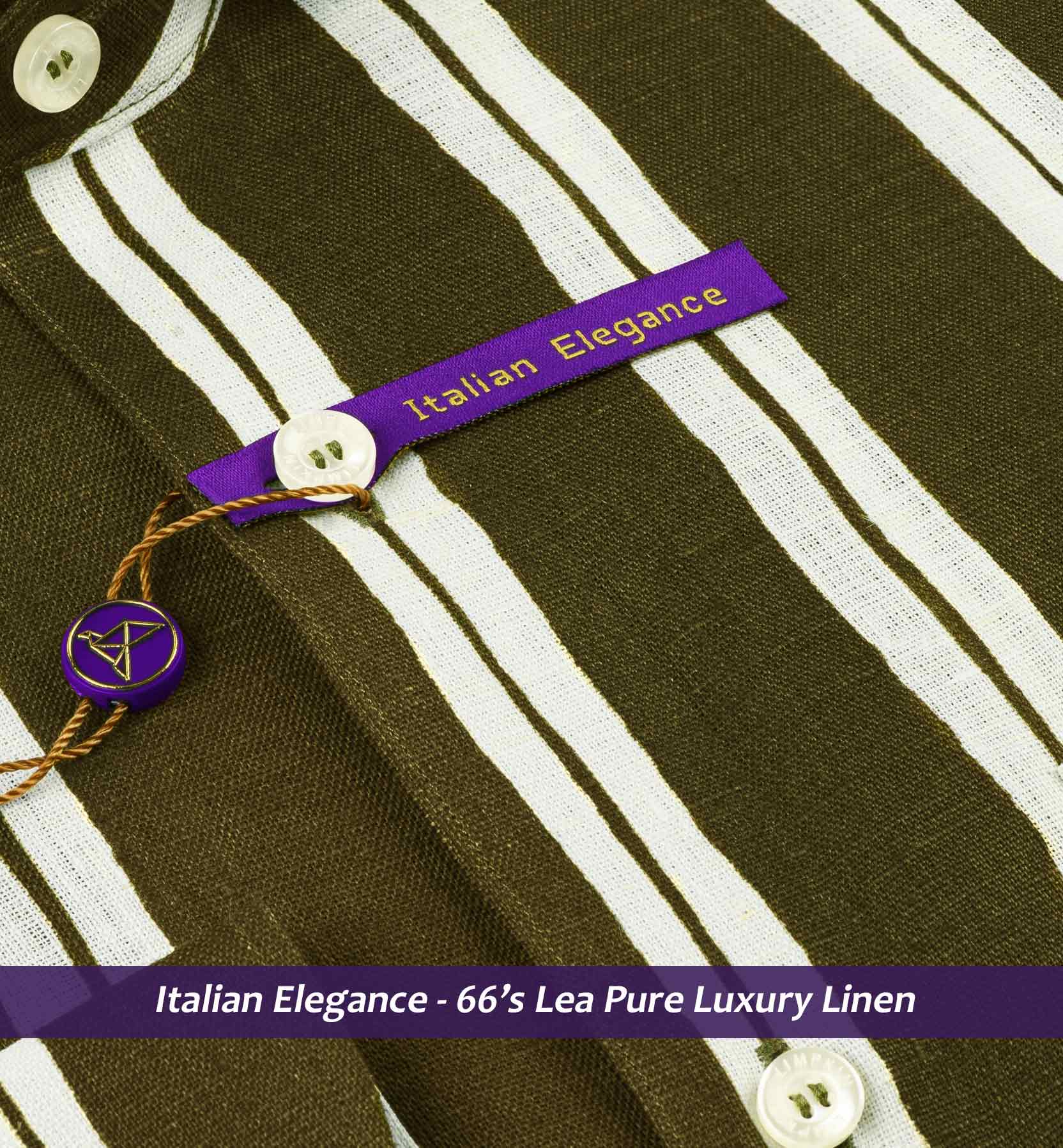 Antibes- Moss Green & White Printed Stripe