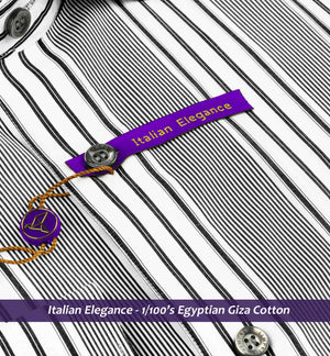 Montford- Black & White Stripe- 1/100 Egyptian Giza Cotton