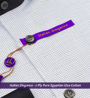 Morelia- Navy & White Pin Check- Black Collar