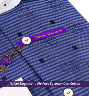 Devon- Royal Blue Horizontal Stripe- White Collar