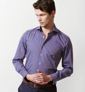 Newburgh- Navy Blue & Magenta Stripe