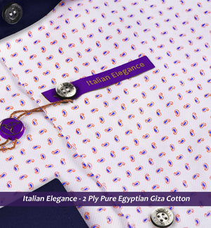 Preston- Blue & Red Paisley Print- Navy Collar