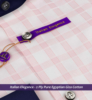 Denmark- Flamingo Pink & White Check- Navy Collar