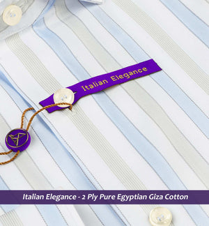 Lorient- Azure Blue & Beige Stripe