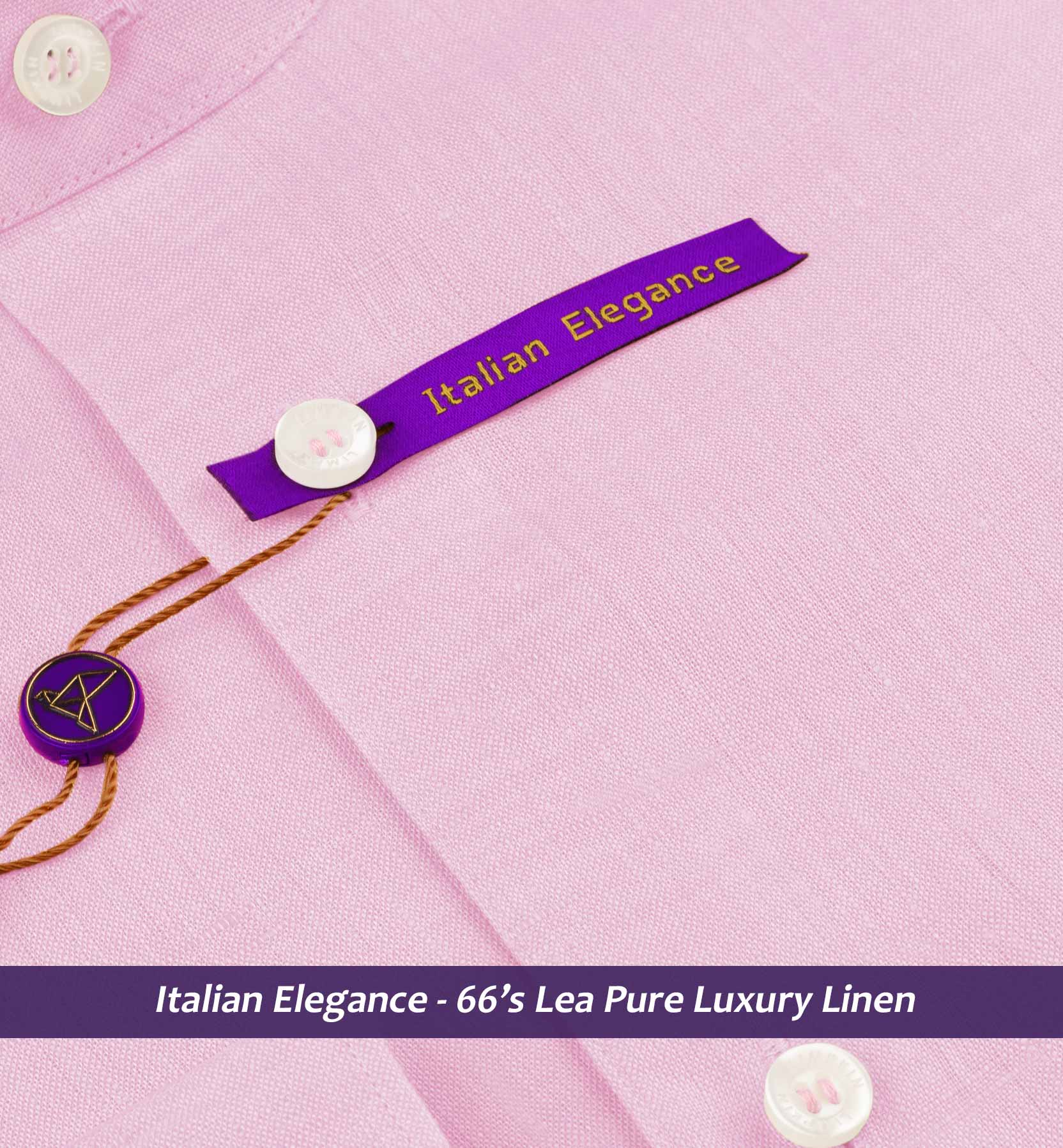 Yantai- Lemonade Pink Solid Linen- Mandarin Collar