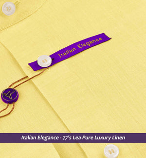 Coronado- Daffodil Yellow Solid Linen- Mandarin Collar