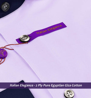 Ripon- Lilac Solid Twill- Navy Collar