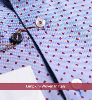 Florence- Azure Blue & Burgundy Print- White Collar