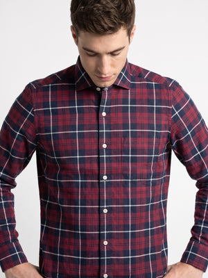 Santorini- Burgundy & Navy Check