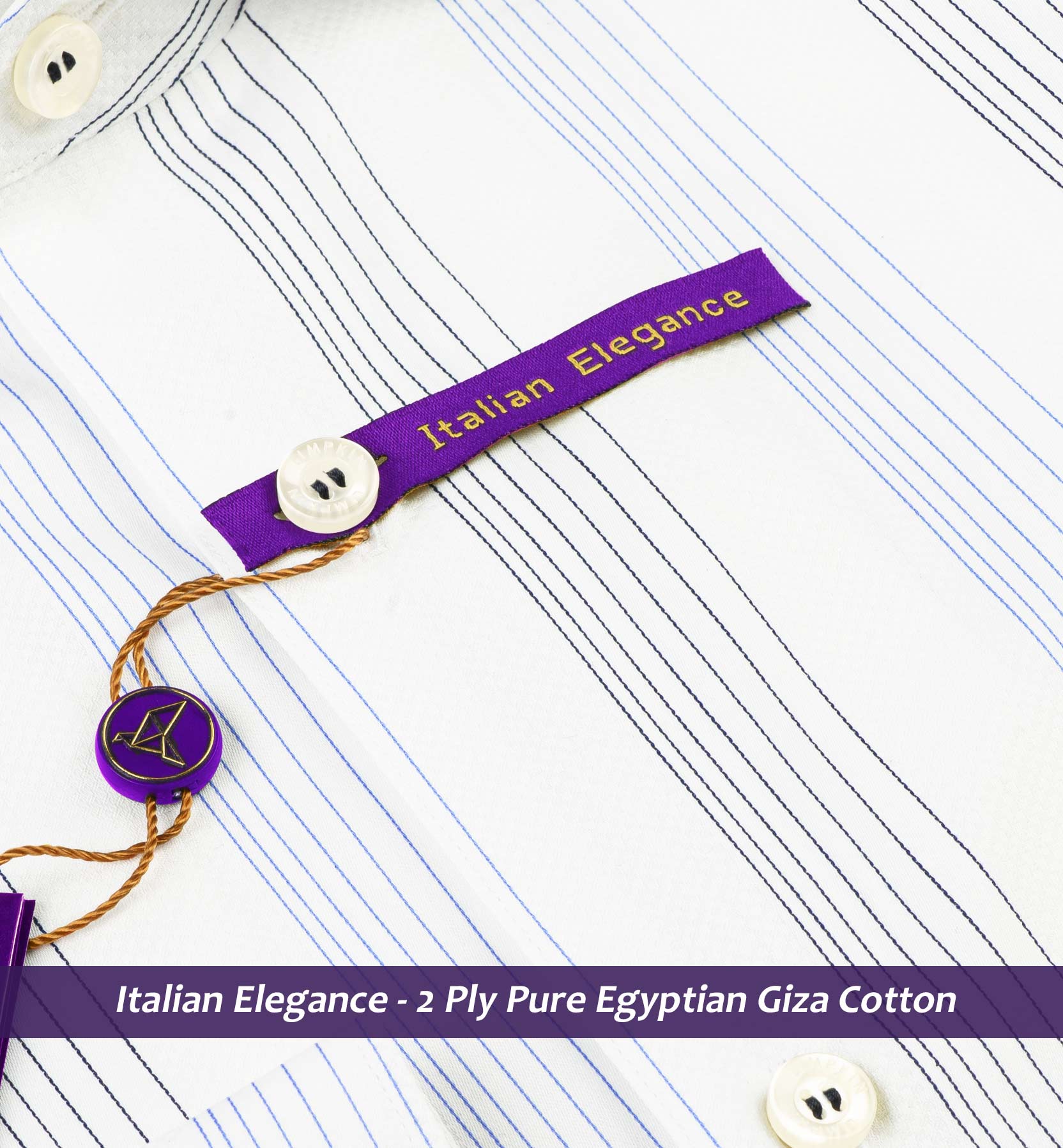 Tripoli- Azure Blue & Navy Stripe