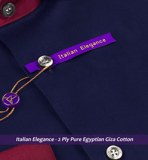 Houston- Navy Magical Solid- Burgundy Collar