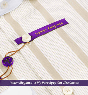 Santillana- Beige & White Stripe- White Collar