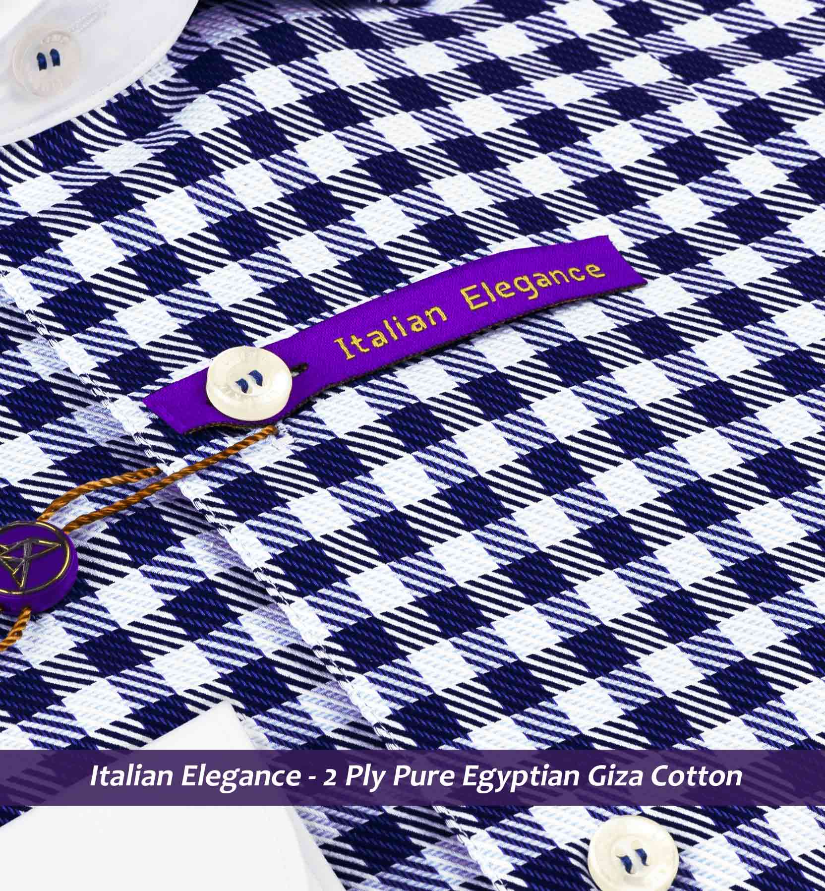 Madrid- Navy & Sky Blue Check- White Collar