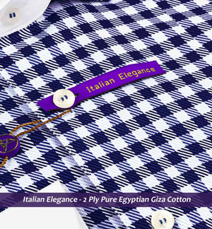 Madrid- Navy & Sky Blue Check- White Collar