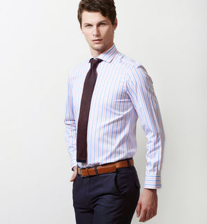 Segovia- Azure Blue & Pink Stripe