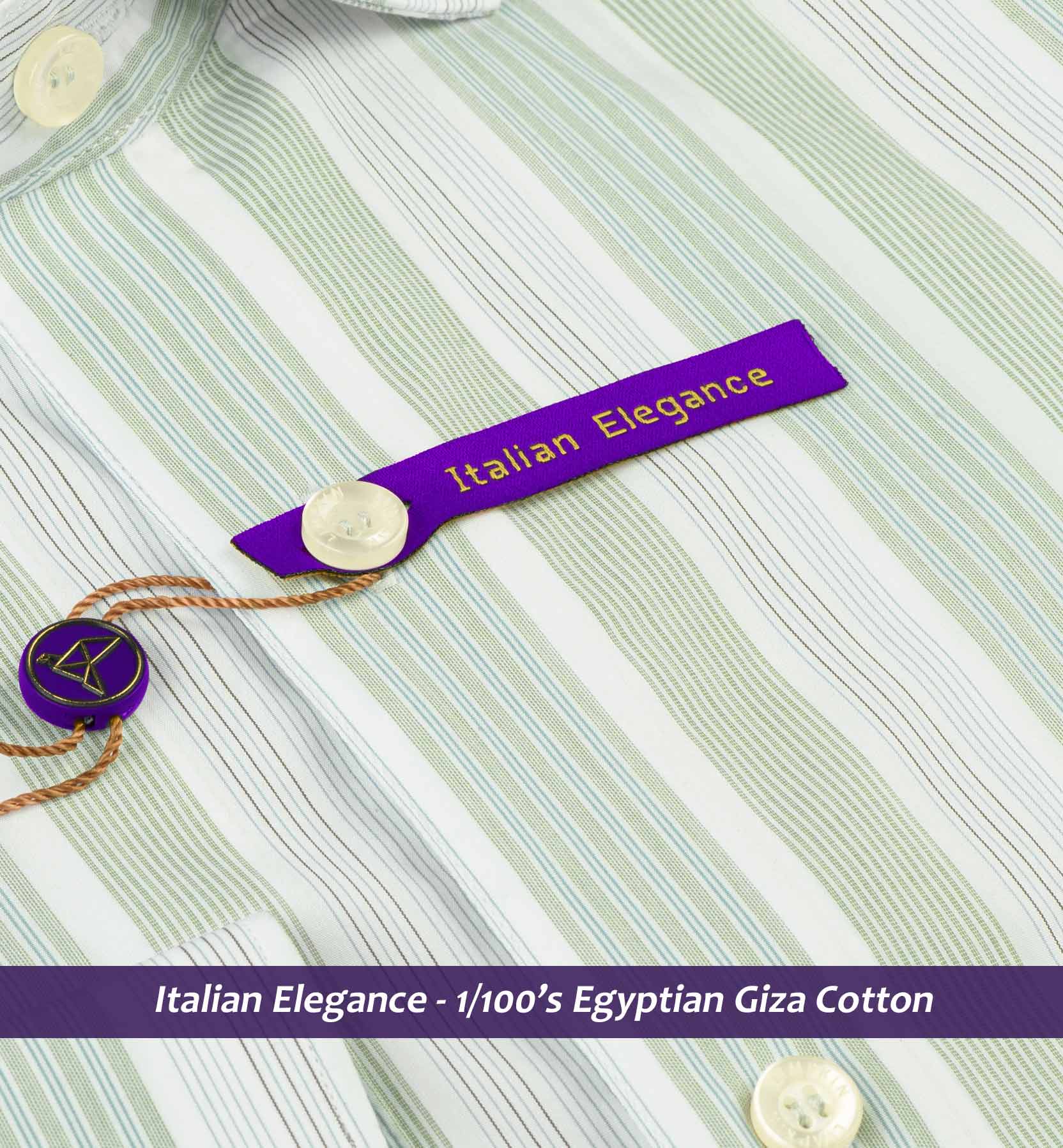 Finsbury- Jade Green & Blue Stripe- 1/100 Egyptian Giza Cotton