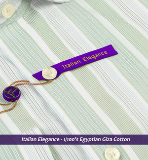 Finsbury- Jade Green & Blue Stripe- 1/100 Egyptian Giza Cotton