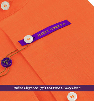 Navagio- Tangerine Orange Linen- Mandarin Collar
