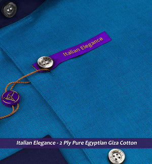 Amiens- Prussian Blue Solid- Navy Collar