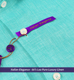 Fontana- Turquoise Green Solid Linen- 66's Lea Pure Luxury Linen