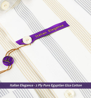 Leicester- Golden Beige & Flint Grey Stripe