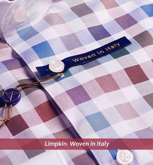 Washington- Burgundy & Beige Check- White Collar