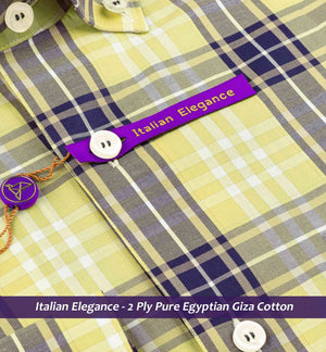 Vasco- Daffodil Yellow & Navy Check