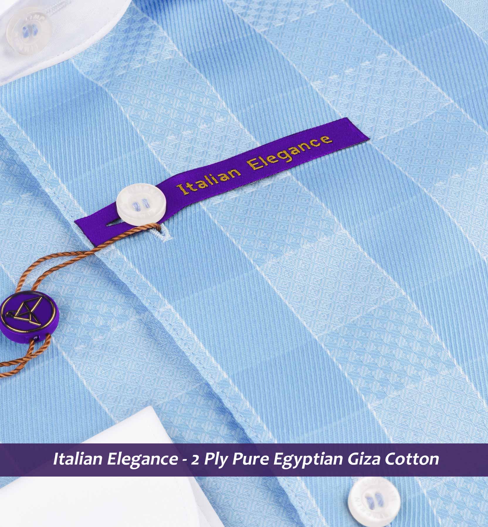 Paros- Azure Blue Check- White Collar