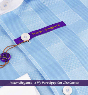 Paros- Azure Blue Check- White Collar