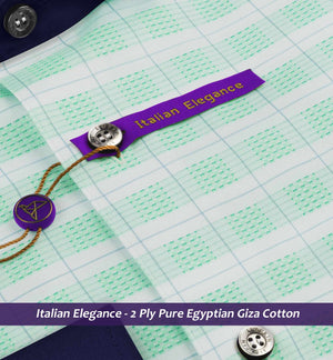 Brighton- Emerald Green & White Check- Navy Collar