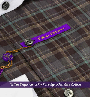 Pengfei- Teal & Brown Check- White Collar