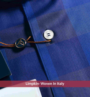 Venice- Indigo Blue & Navy Check- White Collar