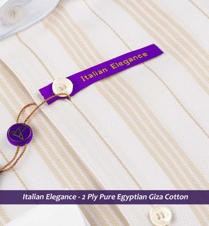 Coronado- Beige & White Stripe- White Collar
