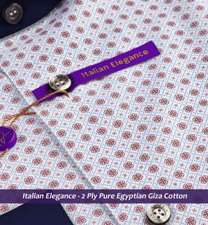 Tripoli- Cerulean Blue & Brown Print- Navy Collar