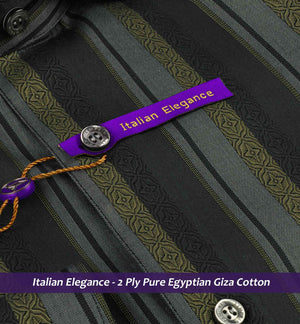 Fribourg- Grey & Beige Motif Stripe