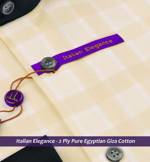 Trieste- Beige & White Check- Black Collar