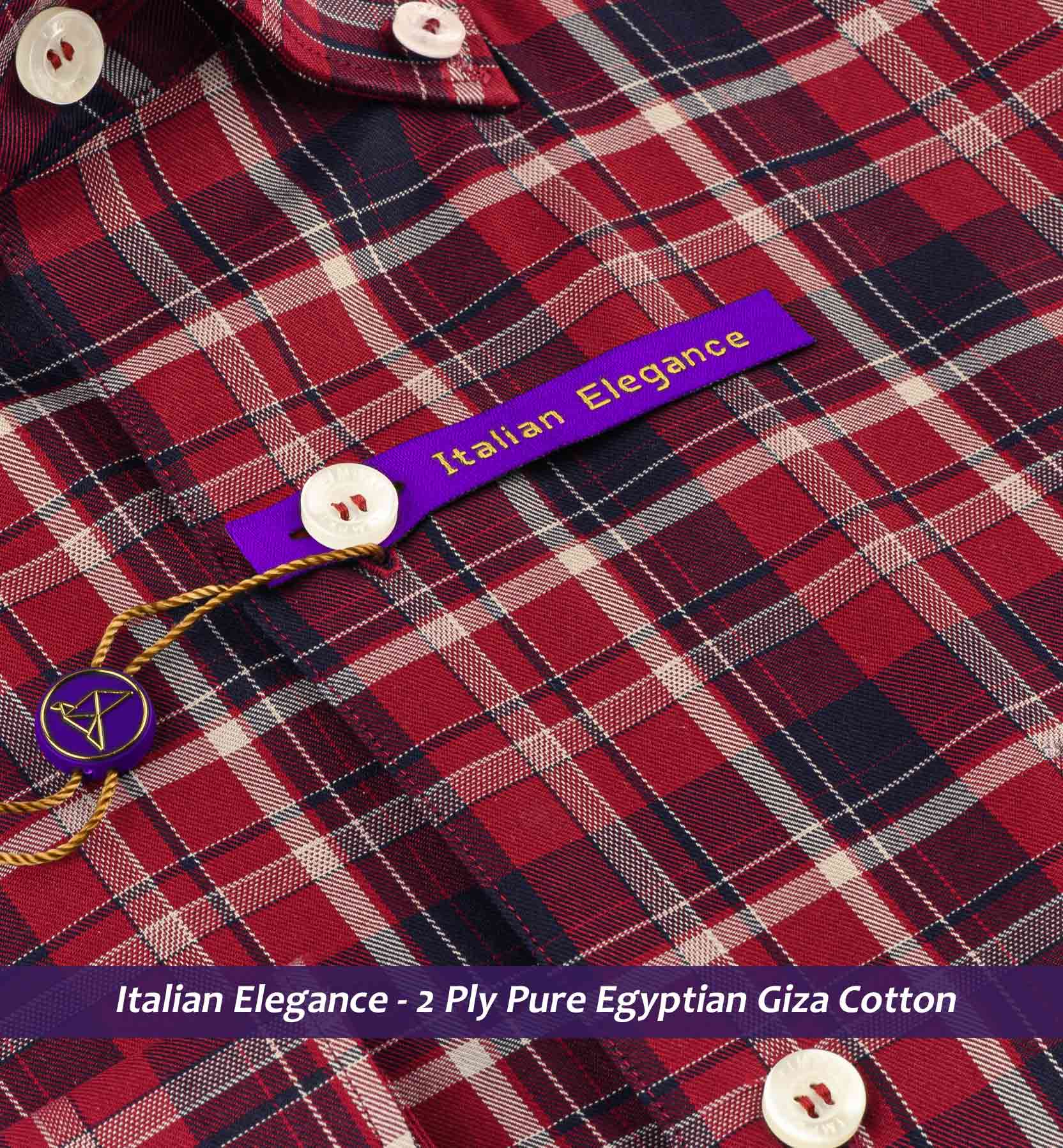 Brooklyn- Navy & Burgundy Check- Button Down