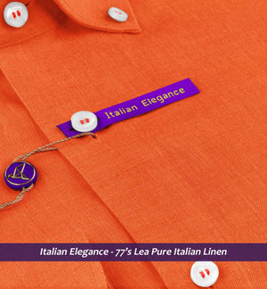 Bolivia- Tangerine Orange Linen- Button Down